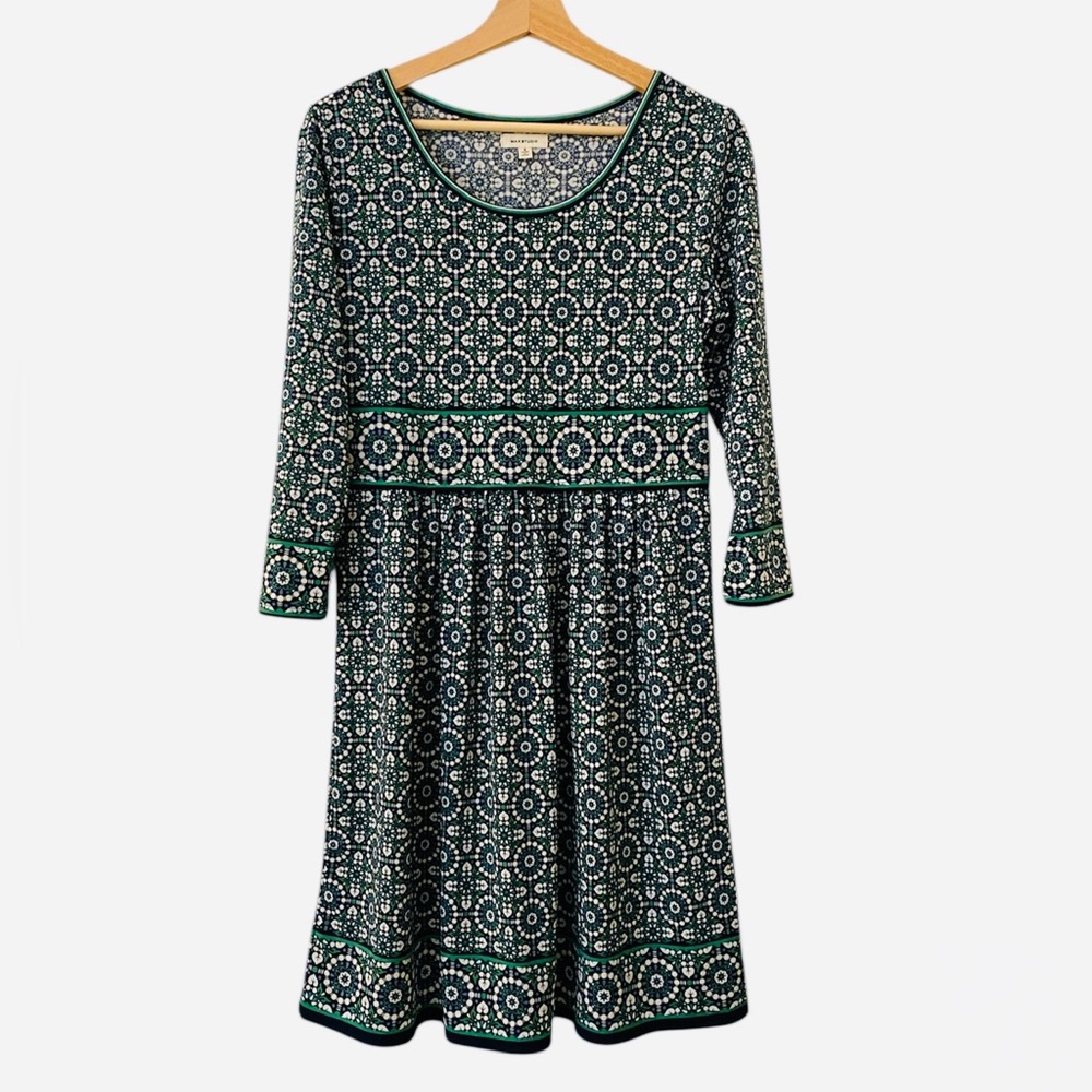 Max Studio Green and Blue Long Sleeve Dress